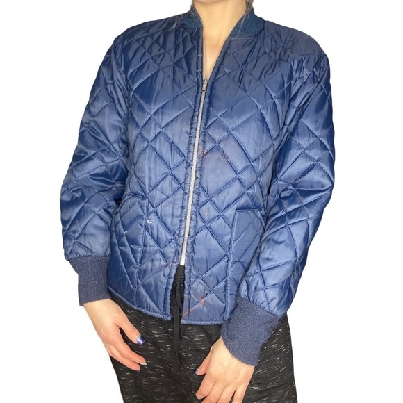 VINTAGE Oshkosh B'Gosh Navy Quilted Jacket Large - Picture 1 of 7